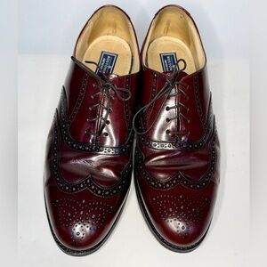 Vintage USA Bostonian Burgundy Wing Tip Oxfords Red Leather Dress Shoe Mens 11.5